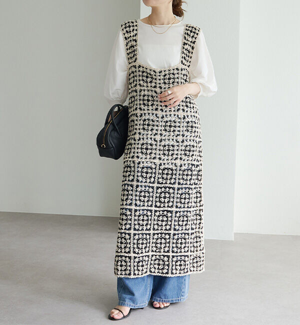  「【25AW】配色カギ針編み風ワンピース」|ワンピース|