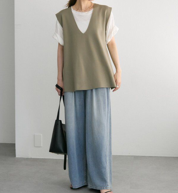  「スポンディッシュVネックニットベスト」|ニット・セーター|