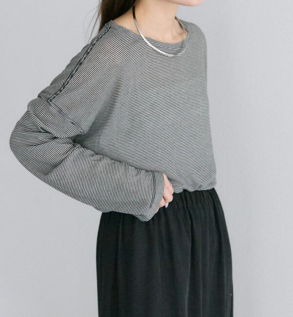  「ミジンボーダーロングスリーブカットソー」|Tシャツ・カットソー|