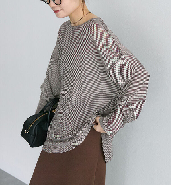  「ミジンボーダーロングスリーブカットソー」|Tシャツ・カットソー|