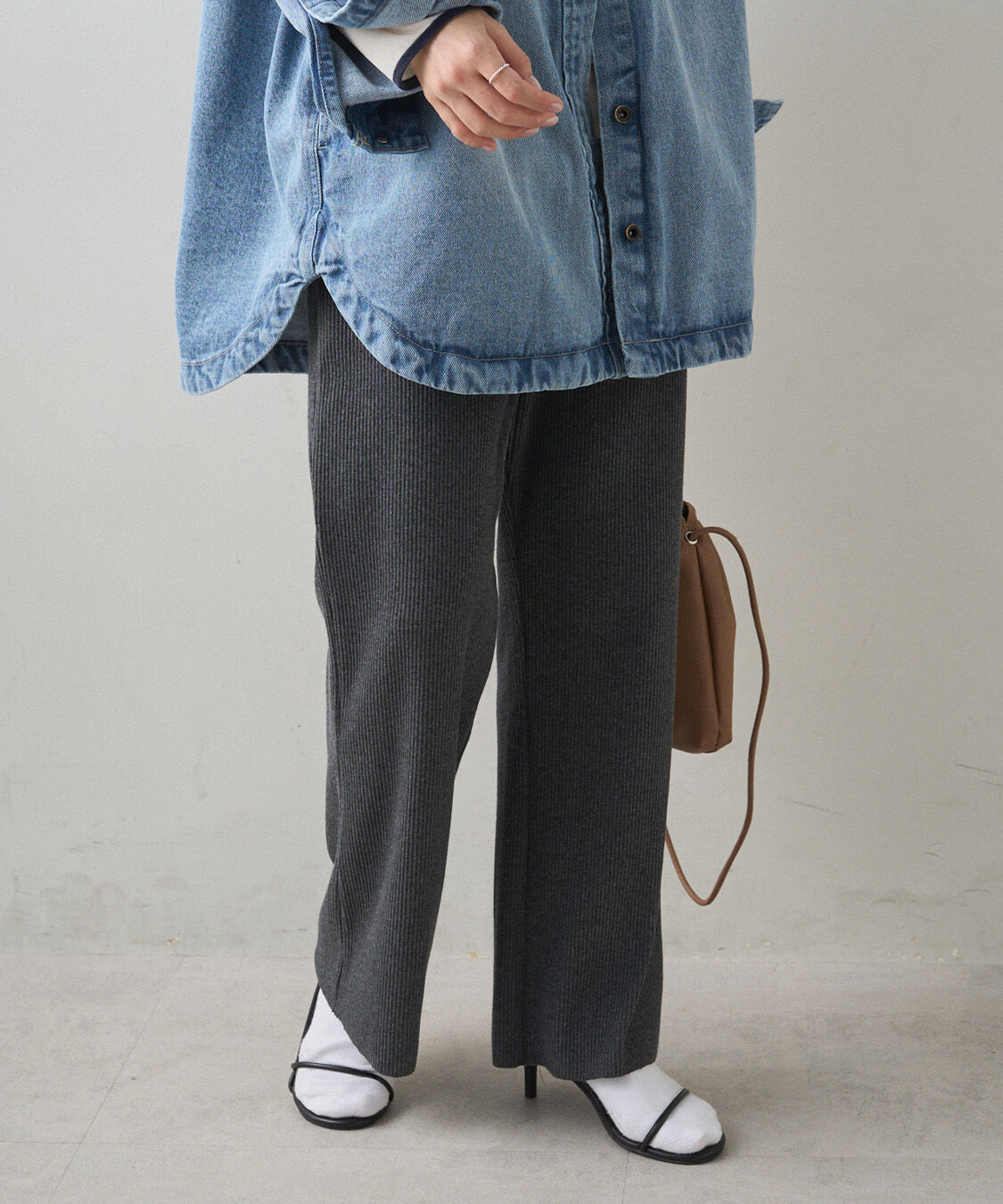  「【-3kg見え◎】微フレアリブパンツ」|その他|