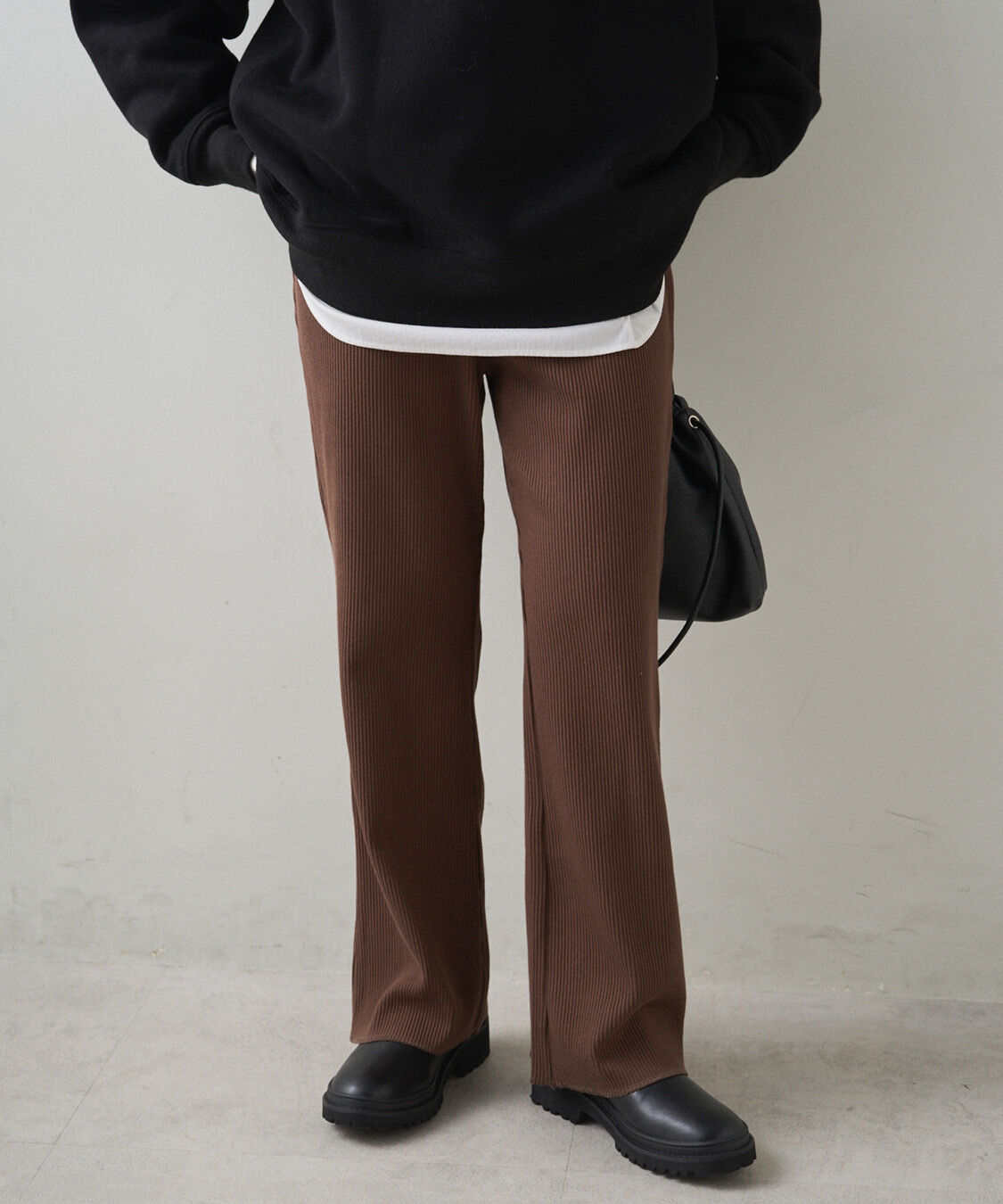  「【-3kg見え◎】微フレアリブパンツ」|その他|