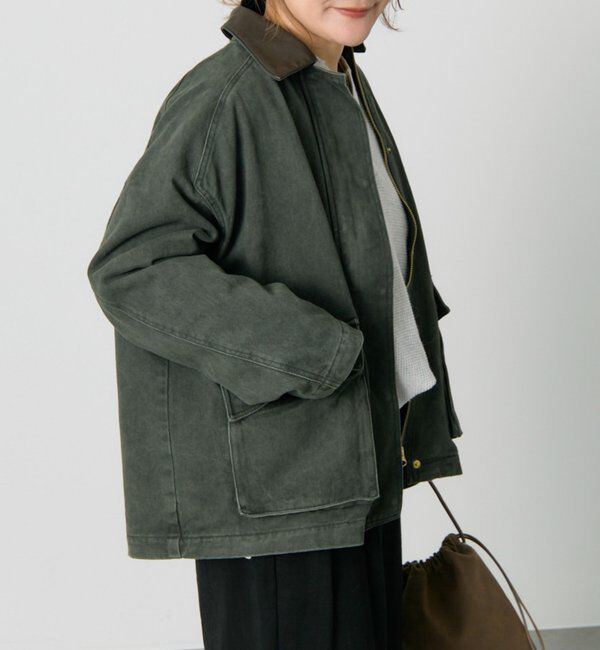  「フェイクレザー襟カバーオールジャケット」|テーラードジャケット|