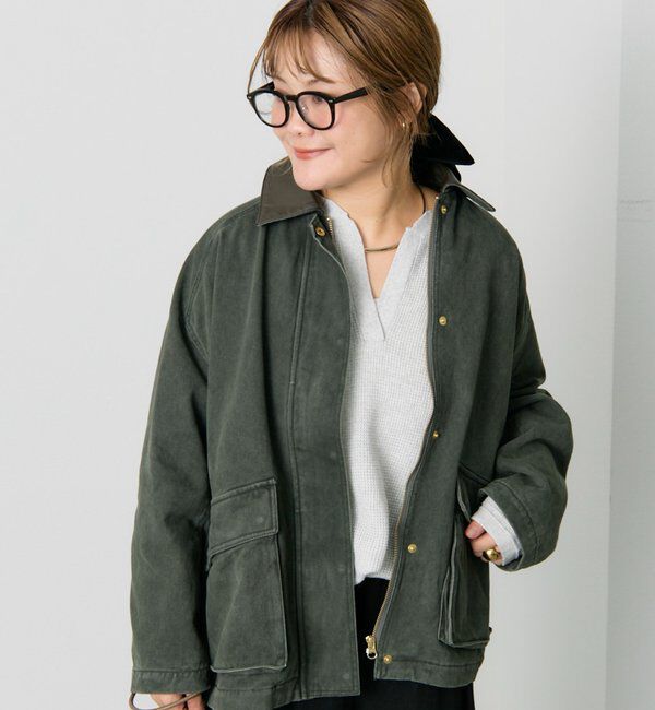  「フェイクレザー襟カバーオールジャケット」|テーラードジャケット|