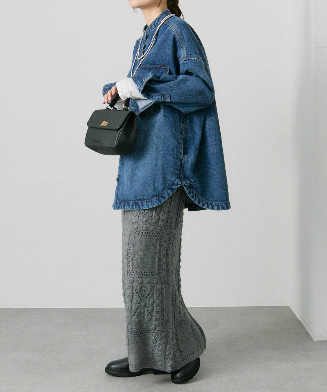  「ポップコーン編みニットスカート」|スカート|