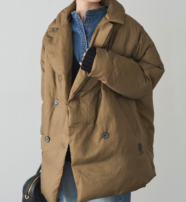  「リサイクルダウンテーラードコート」|ダッフルコート|ベージュ系その他