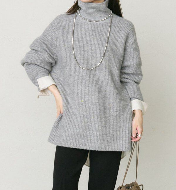 「ネップハイネックニットプルオーバー」|キャミソール|
