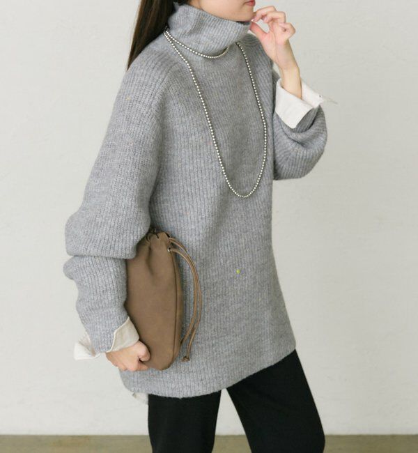  「ネップハイネックニットプルオーバー」|キャミソール|