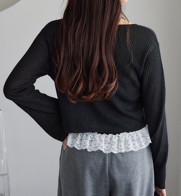  「ビジュー釦ラメシアーカーデ」|ニット・セーター|