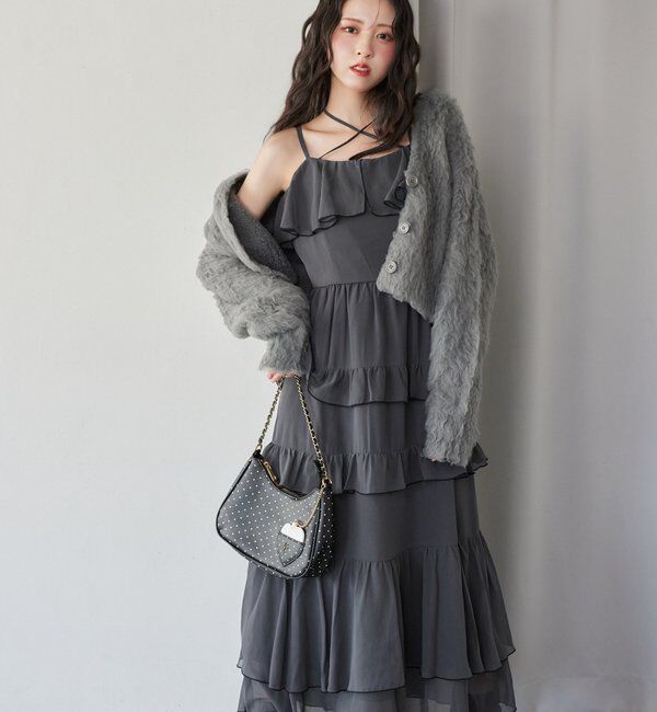  「ティアードフリルロングキャミワンピ」|ワンピース|