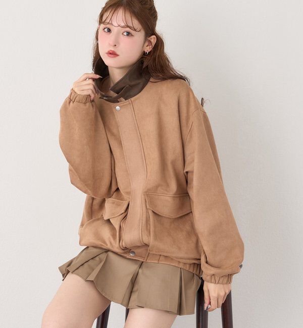  「WEB限定【ロングシーズン活躍！】オーバーサイズ合皮ブルゾン」|ダウンベスト・ベスト|