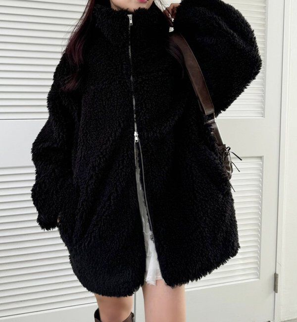  「【リバイバル】リボンボアブルゾン/リボン取り外し可能」|ダウンベスト・ベスト|