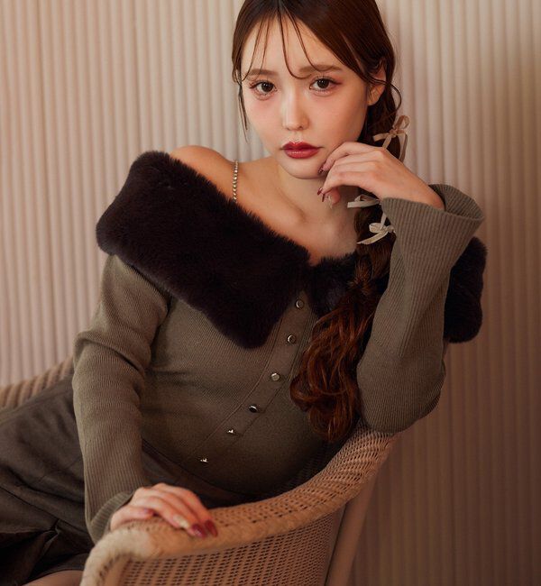  「【REVIVAL】ビジューファーニット」|ニット・セーター|