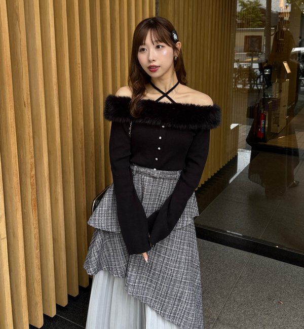  「【LouLoumei】異素材ミックスツイードセットアップ」|ワンピース|