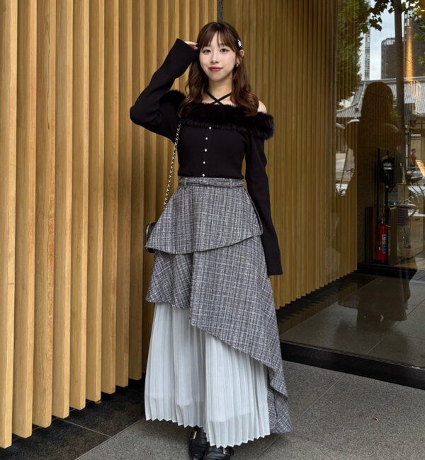  「【LouLoumei】異素材ミックスツイードセットアップ」|ワンピース|