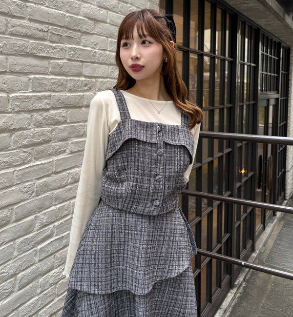  「【LouLoumei】異素材ミックスツイードセットアップ」|ワンピース|