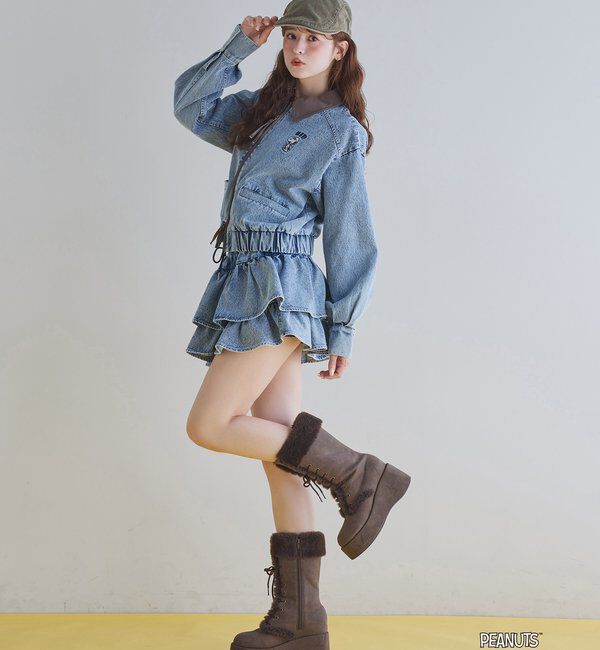  「【PEANUTSコラボ】フリルミニスカート」|スカート|