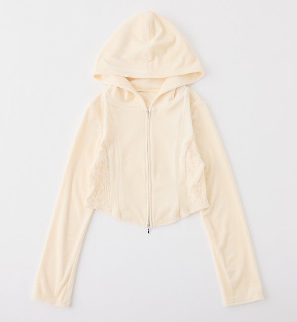  「【セットアップ可能】サイドレースベロアパーカー」|プルオーバー|