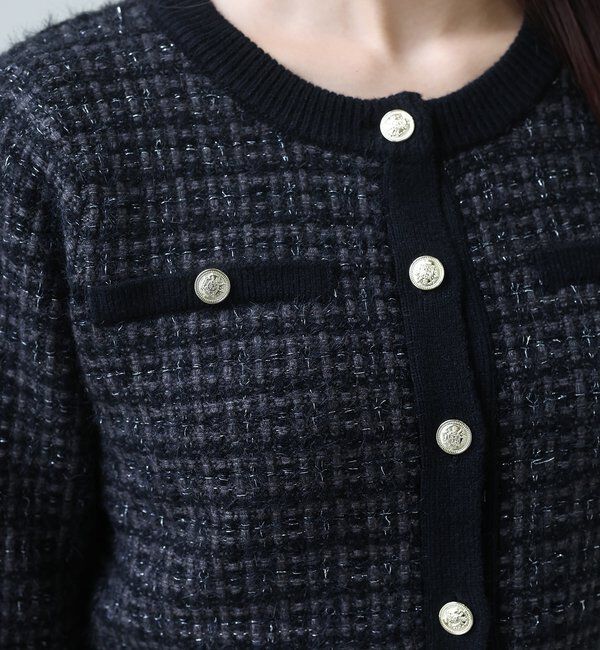  「金ボタンラメツイードカーデ」|ニット・セーター|
