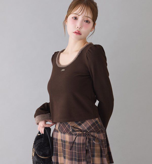  「フェザーシュシュ付きトップス」|プルオーバー|