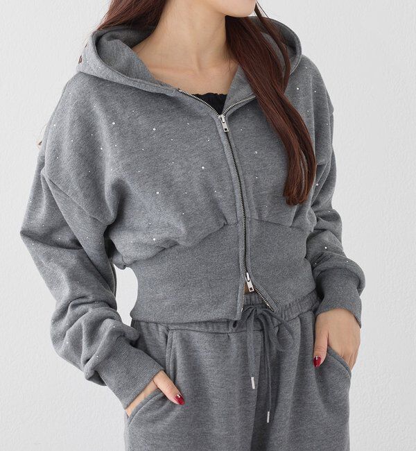  「【セットアップ可能】ビジューパーカー」|プルオーバー|