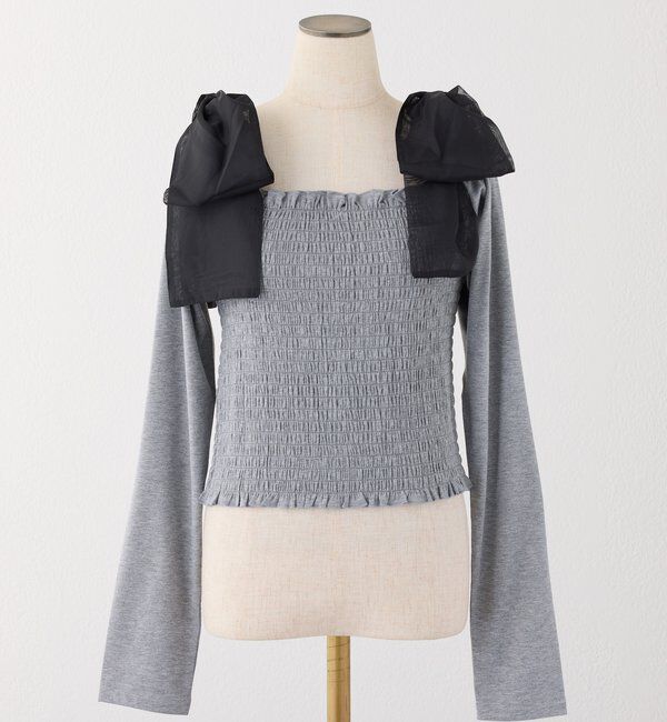  「肩リボンシャーリングインナー」|プルオーバー|