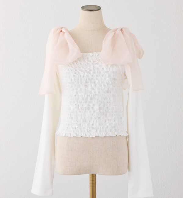  「肩リボンシャーリングインナー」|プルオーバー|