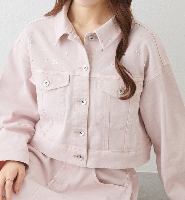  「ビジューデニムジャケット」|ダウンベスト・ベスト|