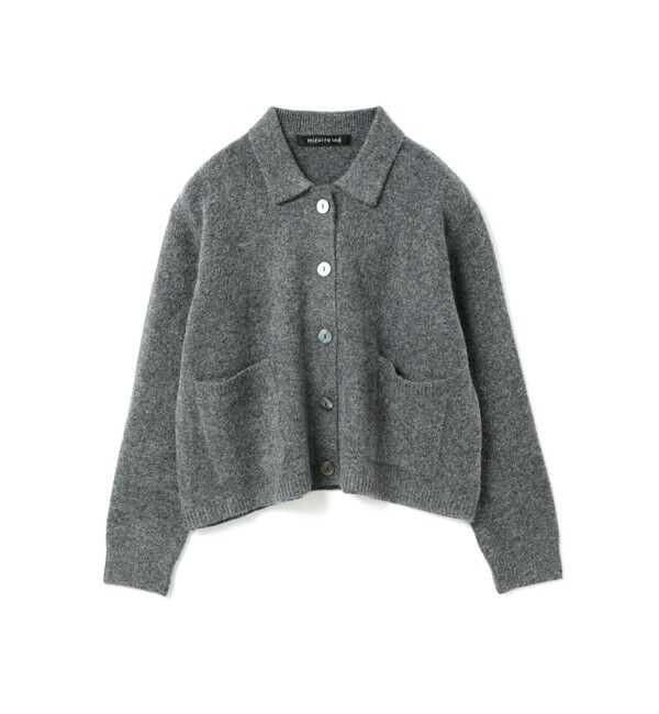 mizuiro ind「mizuiro ind 襟付きショートカーディガン」|ニット・セーター|ダークグレー