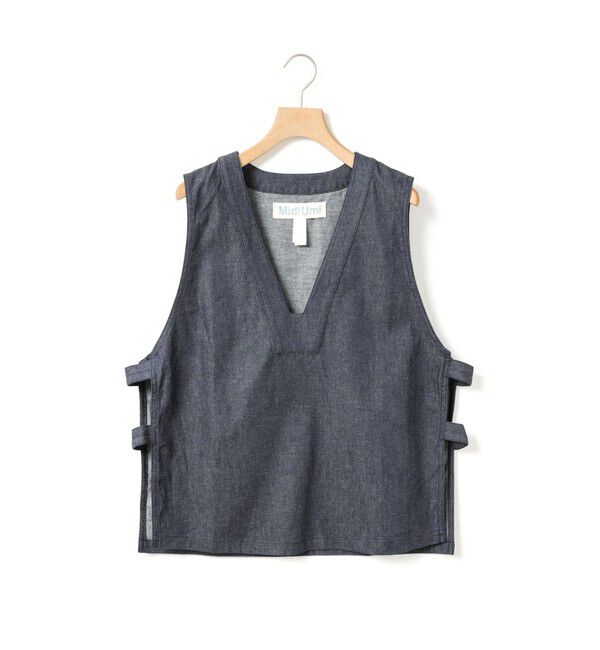 MidiUmi「MidiUmi デニムサイドストラップベスト」|ベスト・ジレ|インディゴ