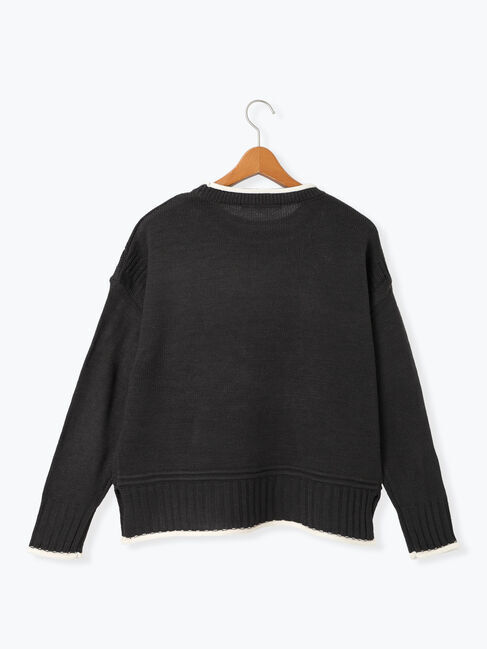 Lugnoncure「編地切替配色クルーネックニット」|ニット・セーター|