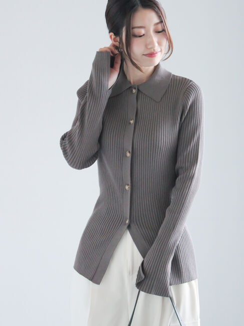 Te chichi「リブポロカラーニットカーディガン《2025spring catalog item》」|カーディガン|