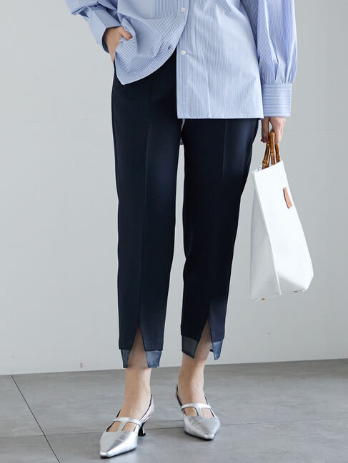 Te chichi「シアーヘムテーパードパンツ」|その他|ネイビー