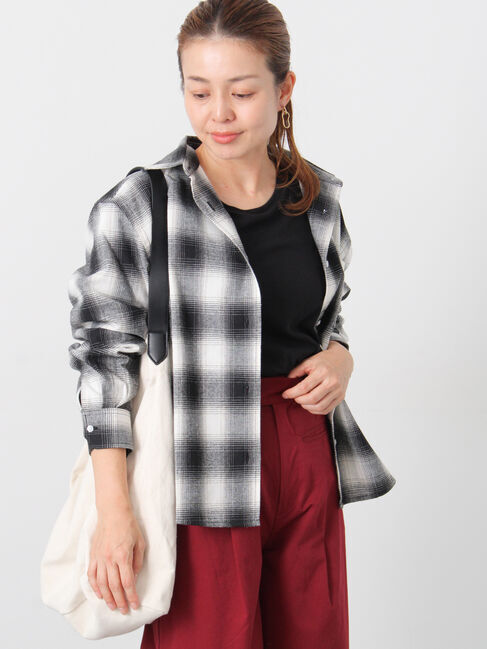 Lugnoncure「柄アソートネルチェックオーバーシャツ」|シャツ・ブラウス|オフホワイト