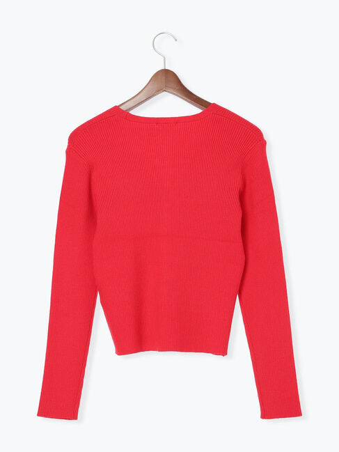 Te chichi「ウェーブメタル釦Vネックリブカーディガン」|カーディガン|