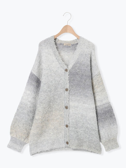 Samansa Mos2「グラデーションブークレミドル丈Vネックカーディガン」|カーディガン|