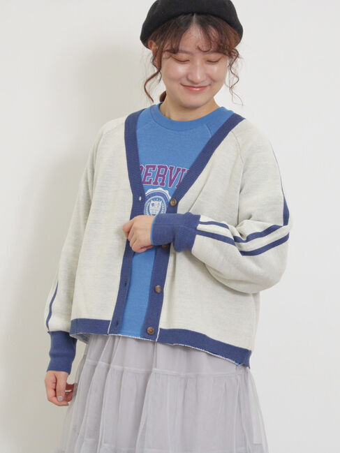 Samansa Mos2「袖ラインVネックカーディガン」|カーディガン|キナリ