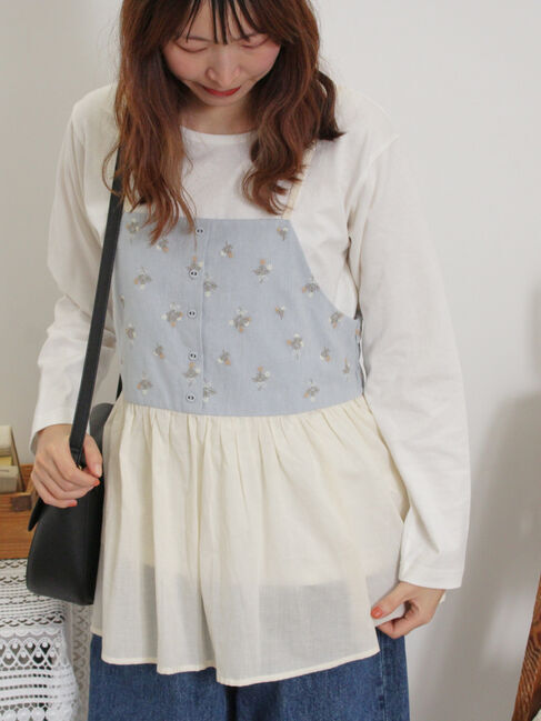 Samansa Mos2「バイカラー花刺繍ビスチェ」|シャツ・ブラウス|