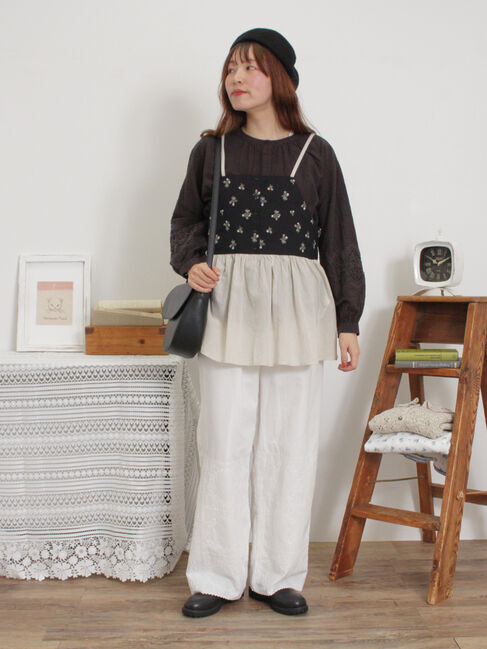 Samansa Mos2「バイカラー花刺繍ビスチェ」|シャツ・ブラウス|