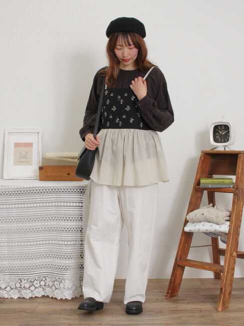 Samansa Mos2「バイカラー花刺繍ビスチェ」|シャツ・ブラウス|