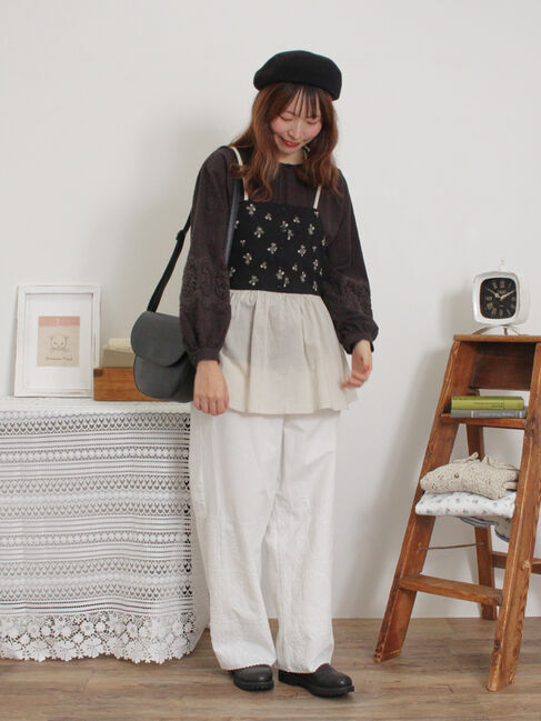 Samansa Mos2「バイカラー花刺繍ビスチェ」|シャツ・ブラウス|