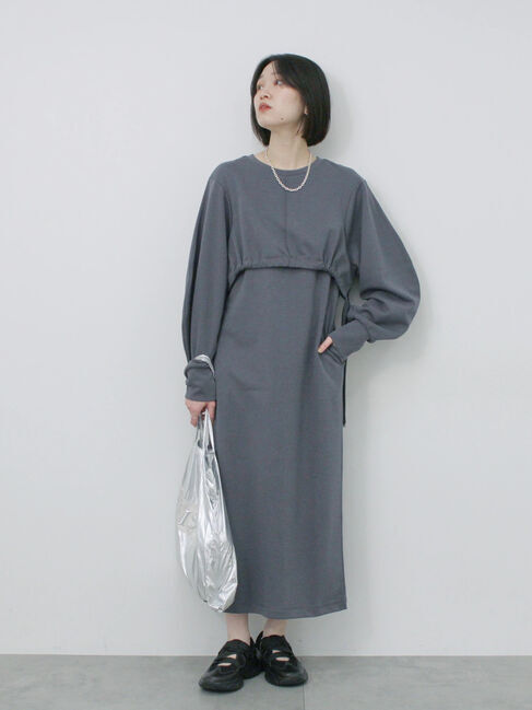 Samansa Mos2 blue「クロップドレイヤードワンピース」|ワンピース|