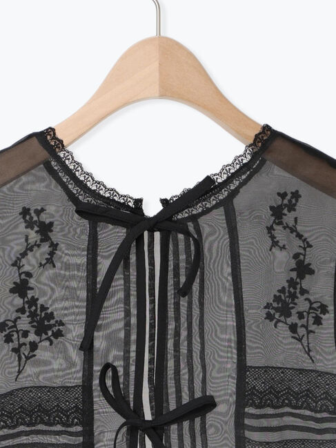 Samansa Mos2「オーガンジー刺繍ベスト」|ダウンベスト・ベスト|