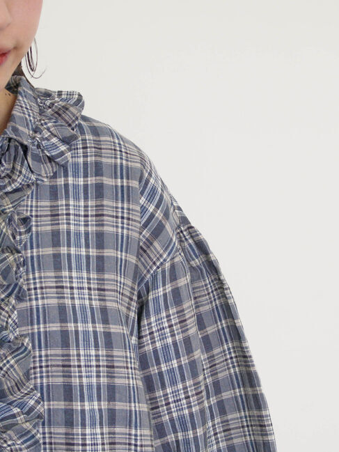 Samansa Mos2「【Cross&times;Linen】フリルブラウス」|シャツ・ブラウス|