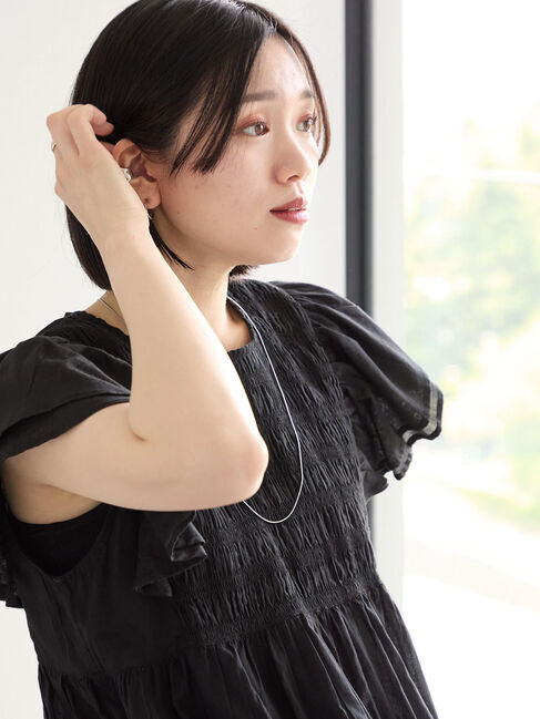 Samansa Mos2 blue「【Made in India】シャーリングブラウス」|シャツ・ブラウス|