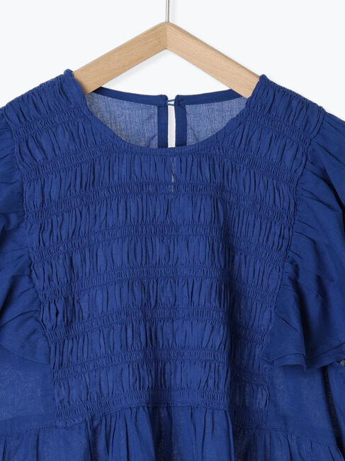 Samansa Mos2 blue「【Made in India】シャーリングブラウス」|シャツ・ブラウス|