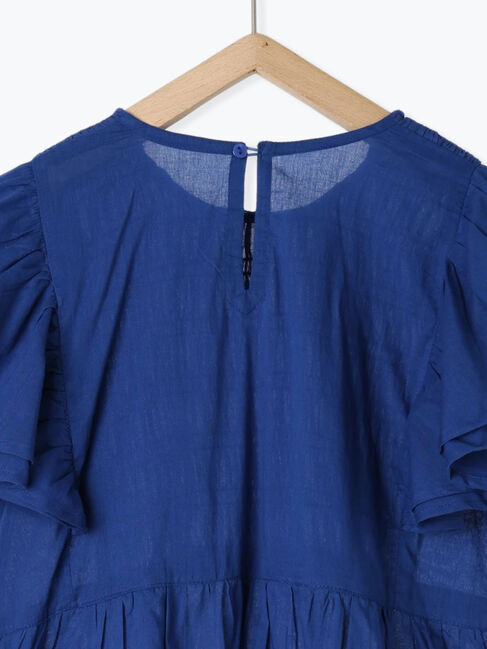 Samansa Mos2 blue「【Made in India】シャーリングブラウス」|シャツ・ブラウス|