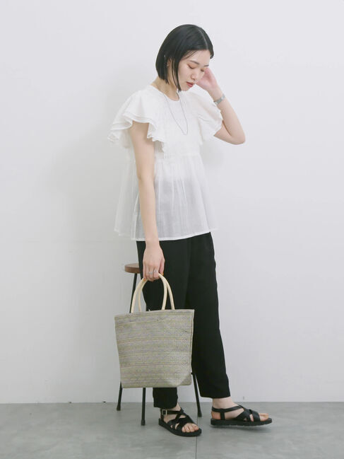 Samansa Mos2 blue「【Made in India】シャーリングブラウス」|シャツ・ブラウス|