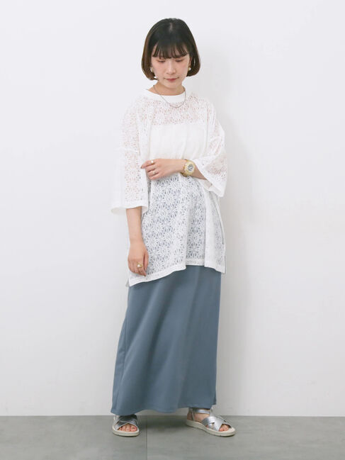 Samansa Mos2 blue「レースTシャツ」|Tシャツ・カットソー|