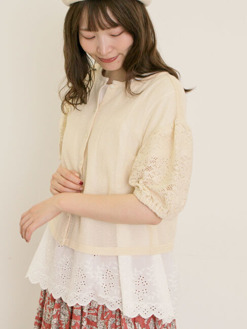 Samansa Mos2「前後2WAYメッシュレースカーディガン」|カーディガン|